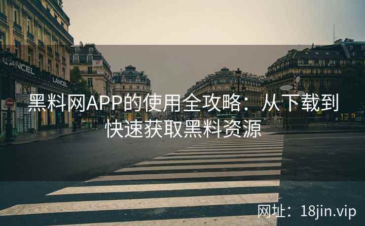 黑料网APP的使用全攻略：从下载到快速获取黑料资源