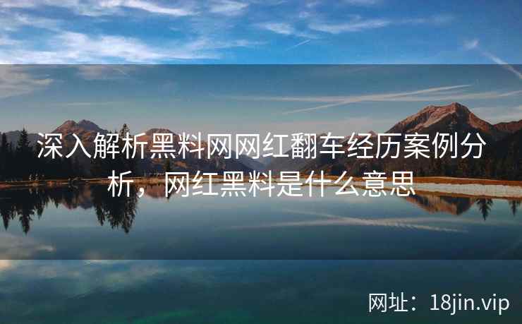 深入解析黑料网网红翻车经历案例分析，网红黑料是什么意思