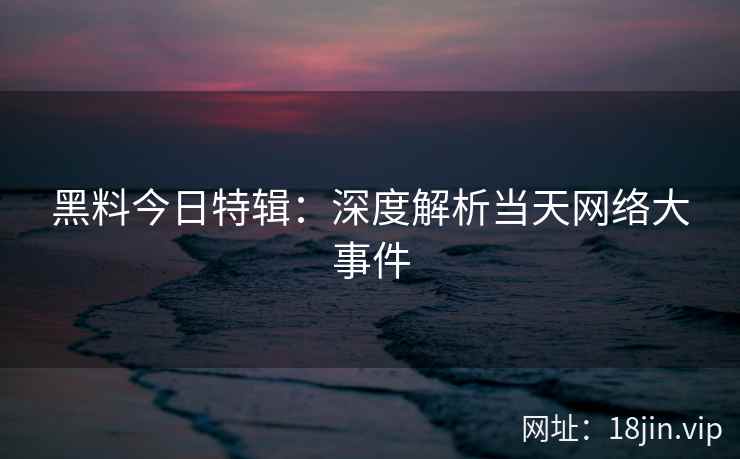 黑料今日特辑：深度解析当天网络大事件