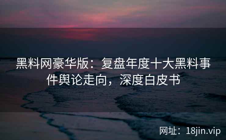 黑料网豪华版：复盘年度十大黑料事件舆论走向，深度白皮书